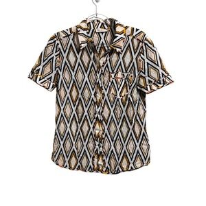TORY BURCH SZ 9 DIAMOND CHEVRON PATTERN BLOUSE